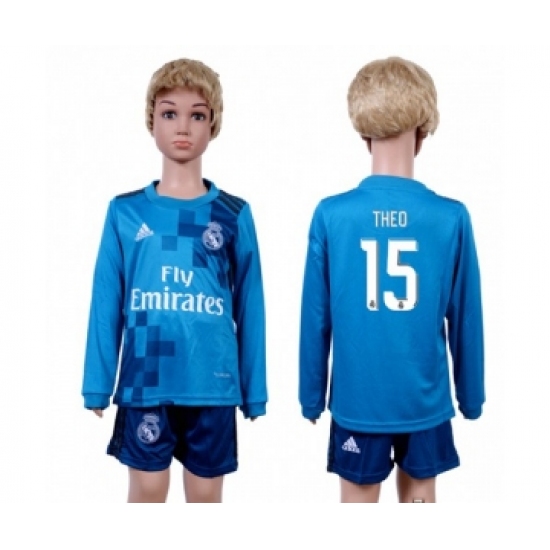 Real Madrid 15 Theo Sec Away Long Sleeves Kid Soccer Club Jersey