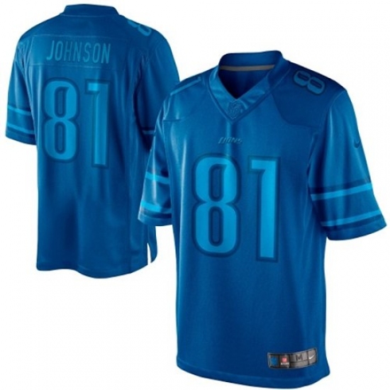 Men's Nike Detroit Lions 81 Calvin Johnson Light Blue Drenched Limited NFL Jersey