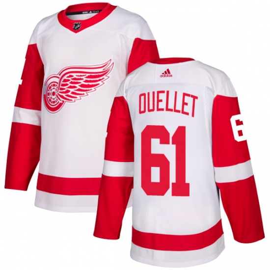 Women's Adidas Detroit Red Wings 61 Xavier Ouellet Authentic White Away NHL Jersey