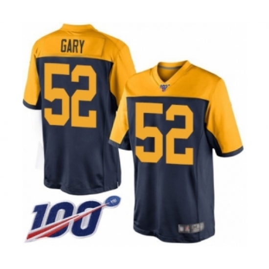 Men's Green Bay Packers 52 Rashan Gary Limited Navy Blue Alternate 100th Season Football Jersey