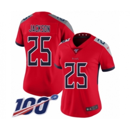 Women's Tennessee Titans 25 Adoree' Jackson Limited Red Inverted Legend 100th Season Football Jersey