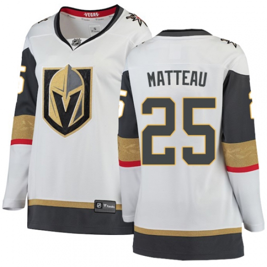 Women's Vegas Golden Knights 25 Stefan Matteau Authentic White Away Fanatics Branded Breakaway NHL Jersey