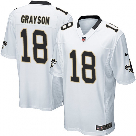 Men's Nike New Orleans Saints 18 Garrett Grayson Game White NFL Jersey