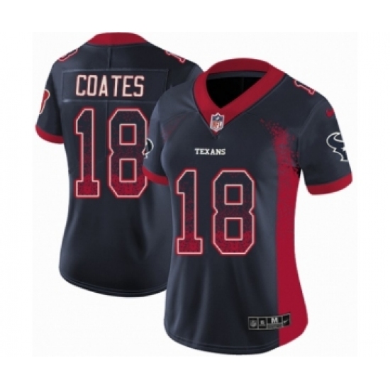 Women's Nike Houston Texans 18 Sammie Coates Limited Navy Blue Rush Drift Fashion NFL Jersey