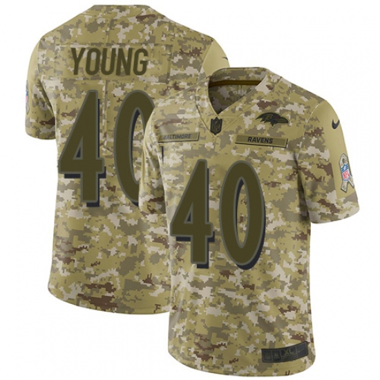 Youth Nike Baltimore Ravens 40 Kenny Young Limited Camo 2018 Salute to Service NFL Jersey