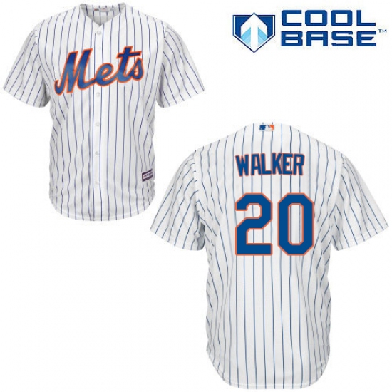 Men's Majestic New York Mets 20 Neil Walker Replica White Home Cool Base MLB Jersey