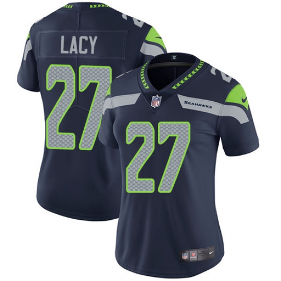 Women's Nike Seattle Seahawks 27 Eddie Lacy Elite Steel Blue Team Color NFL Jersey