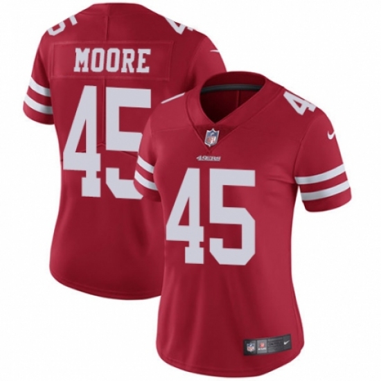 Women's Nike San Francisco 49ers 45 Tarvarius Moore Red Team Color Vapor Untouchable Elite Player NFL Jersey