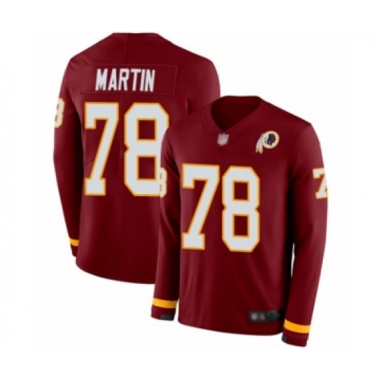 Men's Washington Redskins 78 Wes Martin Limited Burgundy Therma Long Sleeve Football Jersey