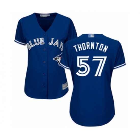 Women's Toronto Blue Jays 57 Trent Thornton Authentic Blue Alternate Baseball Player Jersey