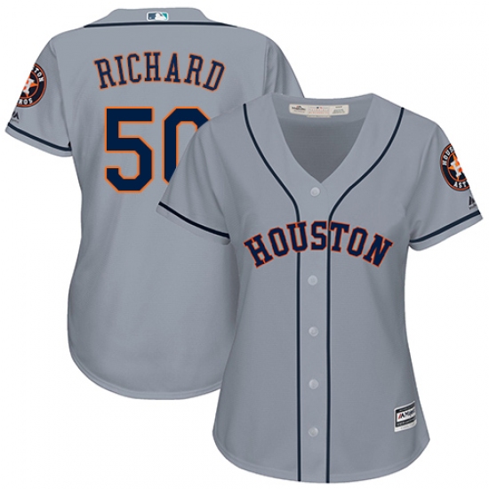 Women's Majestic Houston Astros 50 J.R. Richard Authentic Grey Road Cool Base MLB Jersey