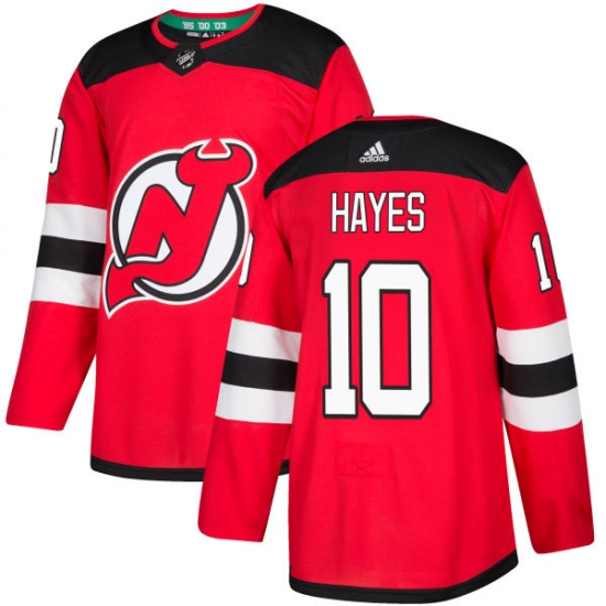 Men's Adidas New Jersey Devils 10 Jimmy Hayes Authentic Red Home NHL Jersey