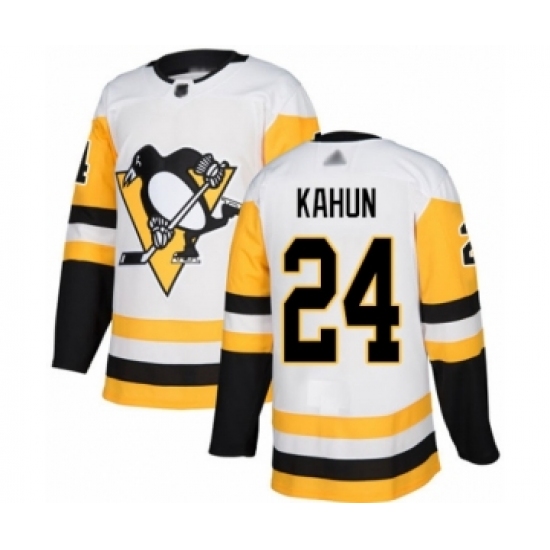 Men's Pittsburgh Penguins 24 Dominik Kahun Authentic White Away Hockey Jersey