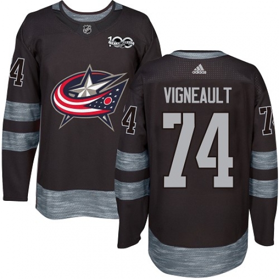 Men's Adidas Columbus Blue Jackets 74 Sam Vigneault Authentic Black 1917-2017 100th Anniversary NHL Jersey