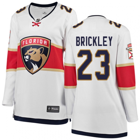 Women's Florida Panthers 23 Connor Brickley Authentic White Away Fanatics Branded Breakaway NHL Jersey