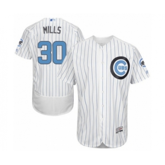 Men's Chicago Cubs 30 Alec Mills Authentic White 2016 Father's Day Fashion Flex Base Baseball Player Jersey