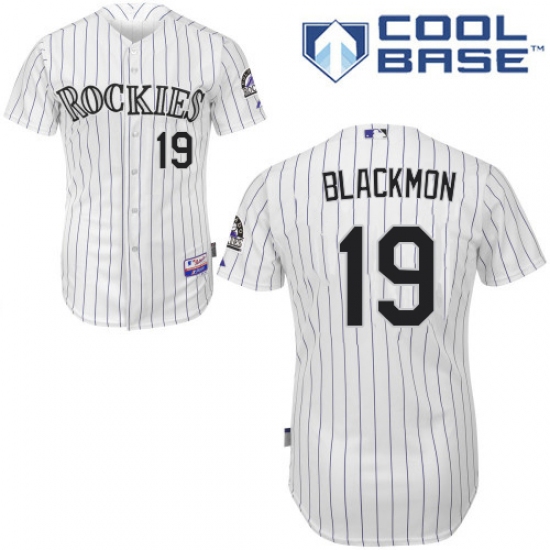 Men's Majestic Colorado Rockies 19 Charlie Blackmon Replica White Home Cool Base MLB Jersey