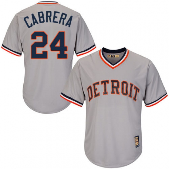 Men's Majestic Detroit Tigers 24 Miguel Cabrera Authentic Grey Cooperstown MLB Jersey