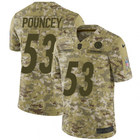 Youth Nike Pittsburgh Steelers 53 Maurkice Pouncey Limited Camo 2018 Salute to Service NFL Jersey