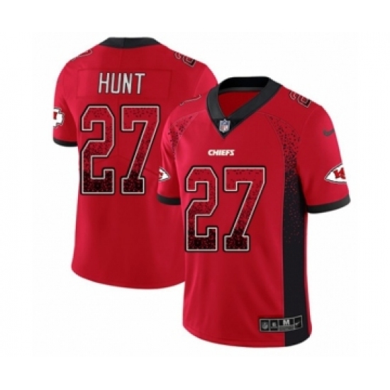 Men's Nike Kansas City Chiefs 27 Kareem Hunt Limited Red Rush Drift Fashion NFL Jersey