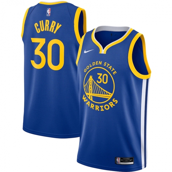 Men's Golden State Warriors 30 Stephen Curry Nike Royal 2020-21 Swingman Jersey