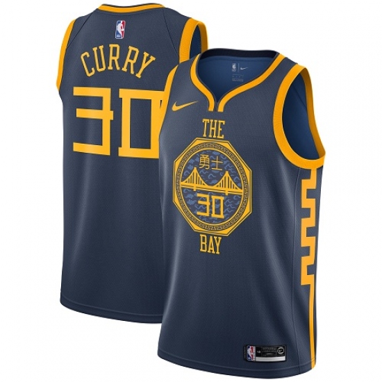 Men's Nike Golden State Warriors 30 Stephen Curry Swingman Navy Blue NBA Jersey - City Edition