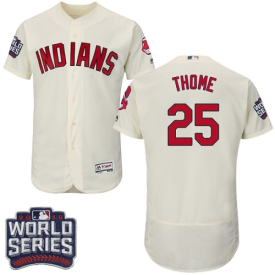 Men's Majestic Cleveland Indians 25 Jim Thome Cream 2016 World Series Bound Flexbase Authentic Collection MLB Jersey