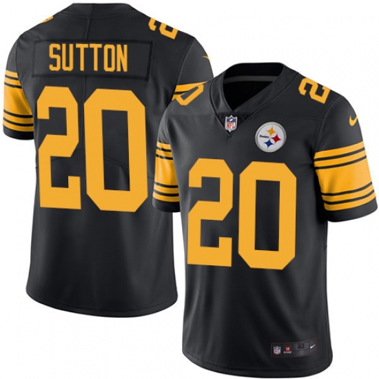 Men's Nike Pittsburgh Steelers 20 Cameron Sutton Limited Black Rush Vapor Untouchable NFL Jersey