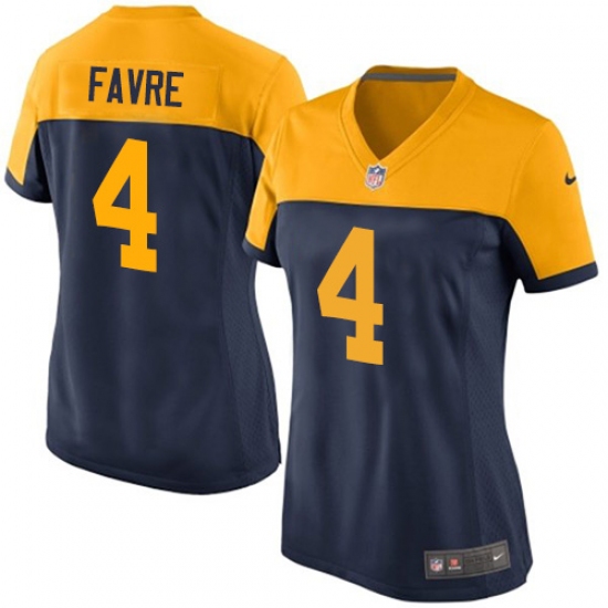 Women's Nike Green Bay Packers 4 Brett Favre Elite Navy Blue Alternate NFL Jersey