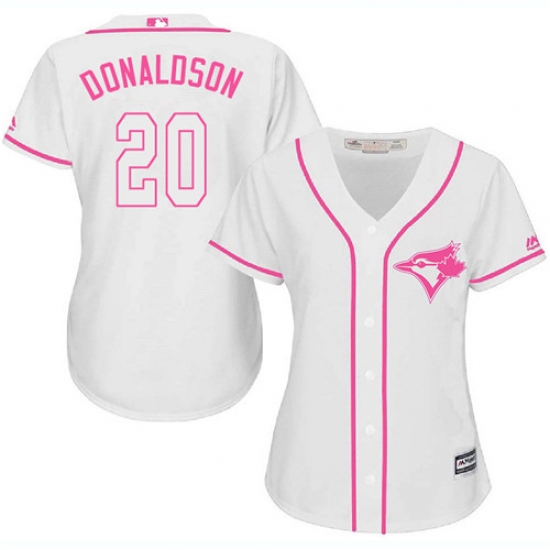 Women's Majestic Toronto Blue Jays 20 Josh Donaldson Authentic White Fashion Cool Base MLB Jersey