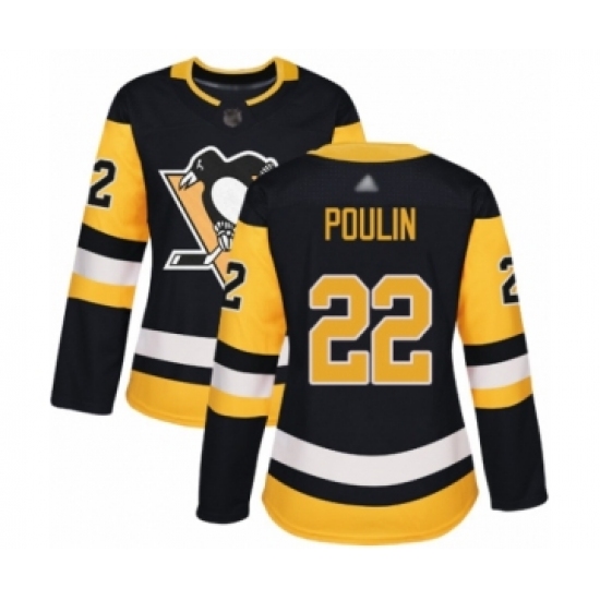 Women's Pittsburgh Penguins 22 Samuel Poulin Authentic Black Home Hockey Jersey