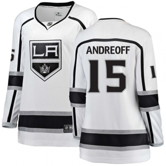 Women's Los Angeles Kings 15 Andy Andreoff Authentic White Away Fanatics Branded Breakaway NHL Jersey