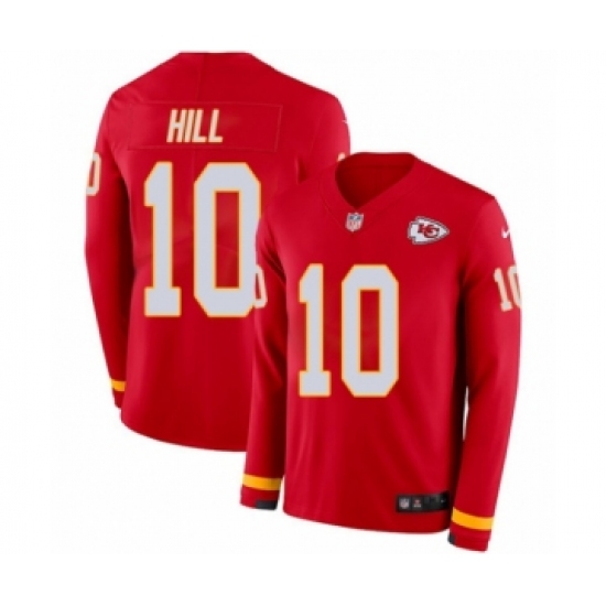 Men's Nike Kansas City Chiefs 10 Tyreek Hill Limited Red Therma Long Sleeve NFL Jersey