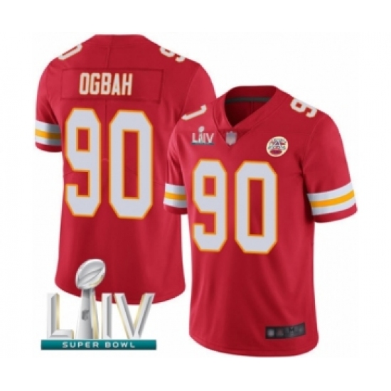Youth Kansas City Chiefs 90 Emmanuel Ogbah Red Team Color Vapor Untouchable Limited Player Super Bowl LIV Bound Football Jersey