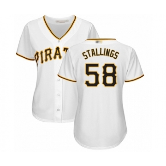 Women's Pittsburgh Pirates 58 Jacob Stallings Authentic White Home Cool Base Baseball Player Jersey