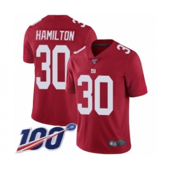 Youth New York Giants 30 Antonio Hamilton Red Limited Red Inverted Legend 100th Season Football Jersey