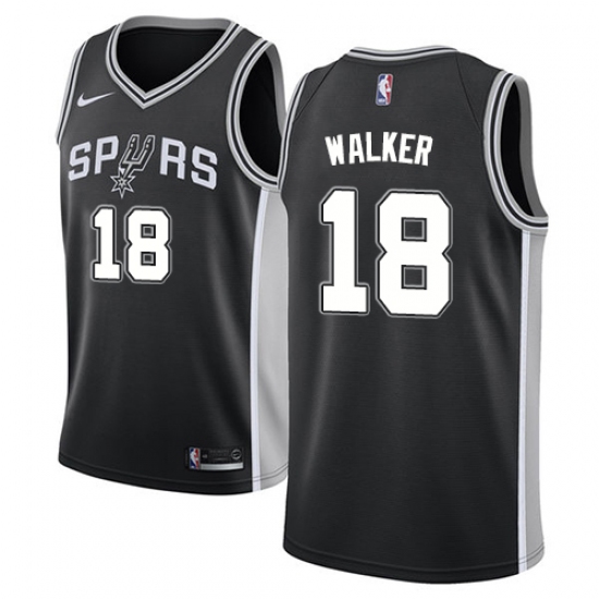 Men's Nike San Antonio Spurs 18 Lonnie Walker Swingman Black NBA Jersey - Icon Edition