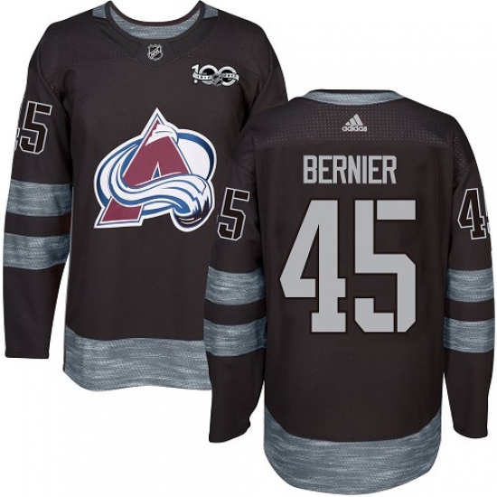 Men's Adidas Colorado Avalanche 45 Jonathan Bernier Premier Black 1917-2017 100th Anniversary NHL Jersey