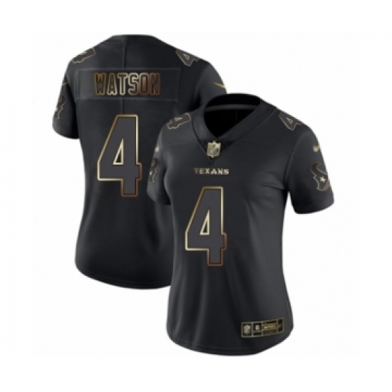 Women's Houston Texans 4 Deshaun Watson Black Gold Vapor Untouchable Limited Football Jersey