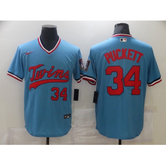 Men's Nike Minnesota Twins 34 Kirby Puckett Authentic Blue Jersey