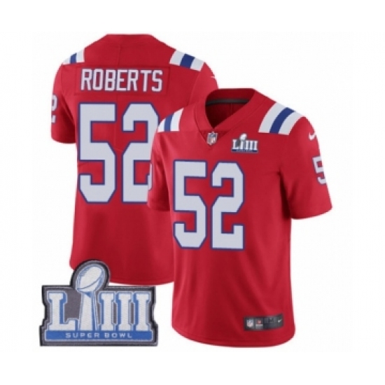 Men's Nike New England Patriots 52 Elandon Roberts Red Alternate Vapor Untouchable Limited Player Super Bowl LIII Bound NFL Jersey