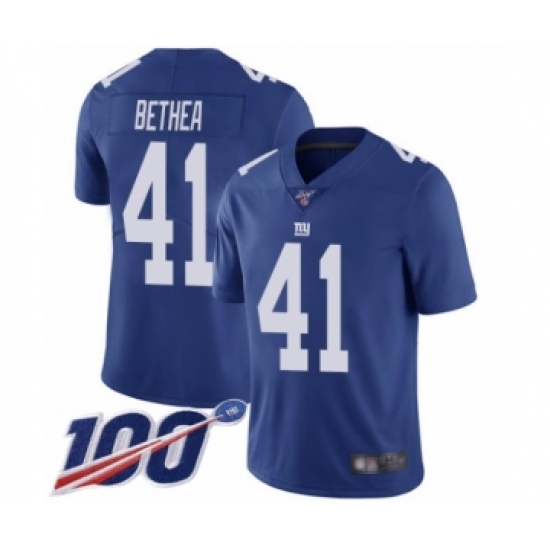 Men's New York Giants 41 Antoine Bethea Royal Blue Team Color Vapor Untouchable Limited Player 100th Season Football Jersey