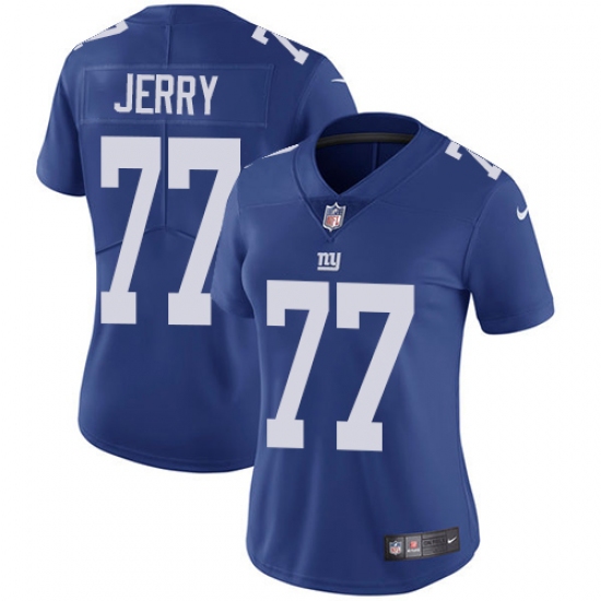 Women's Nike New York Giants 77 John Jerry Royal Blue Team Color Vapor Untouchable Limited Player NFL Jersey