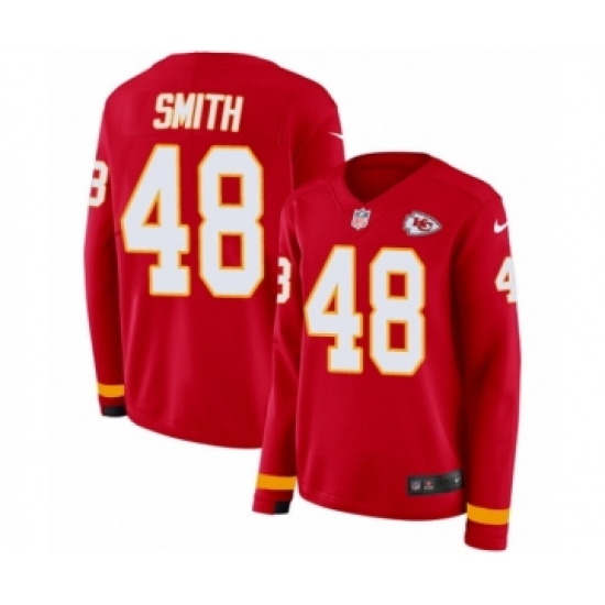 Women's Nike Kansas City Chiefs 48 Terrance Smith Limited Red Therma Long Sleeve NFL Jersey