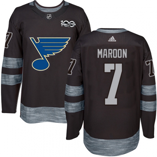 Men's Adidas St. Louis Blues 7 Patrick Maroon Authentic Black 1917-2017 100th Anniversary NHL Jersey