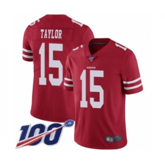 Youth San Francisco 49ers 15 Trent Taylor Red Team Color Vapor Untouchable Limited Player 100th Season Football Jersey