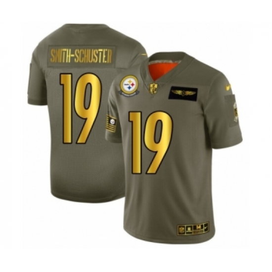 Men's Pittsburgh Steelers 19 JuJu Smith-Schuster Limited Olive Gold 2019 Salute to Service Football Jersey