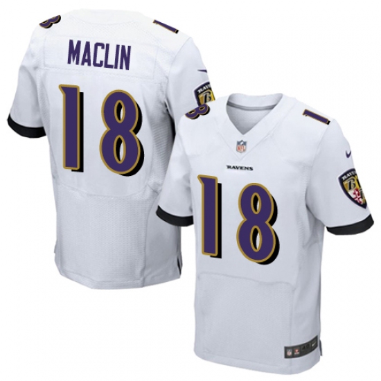 Men's Nike Baltimore Ravens 18 Jeremy Maclin Elite White NFL Jersey