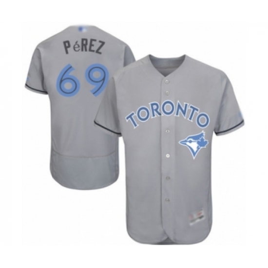 Men's Toronto Blue Jays 69 Hector Perez Authentic Gray 2016 Father's Day Fashion Flex Base Baseball Player Jersey