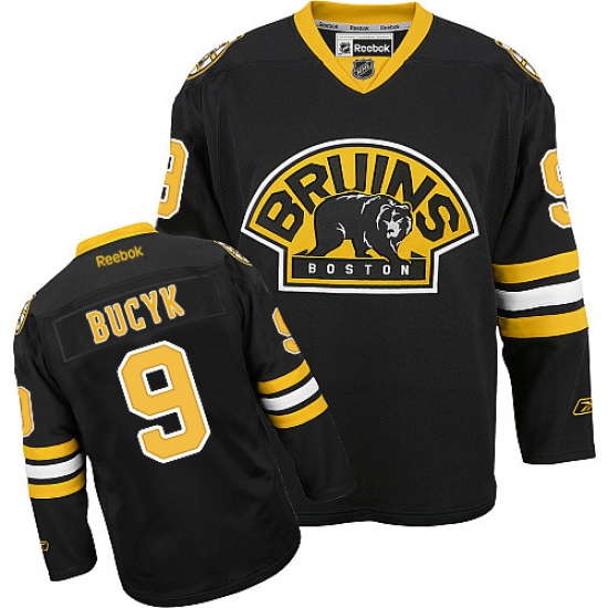 Men's Reebok Boston Bruins 9 Johnny Bucyk Authentic Black Third NHL Jersey